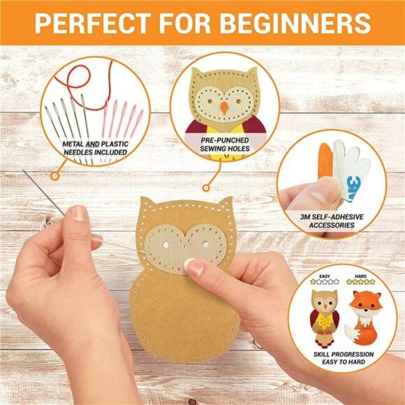 Sewing Kit for Kids, Animal Craft Set for Boys and Girls Age 7-12, 165 Piece Set - Picture 5 of 7